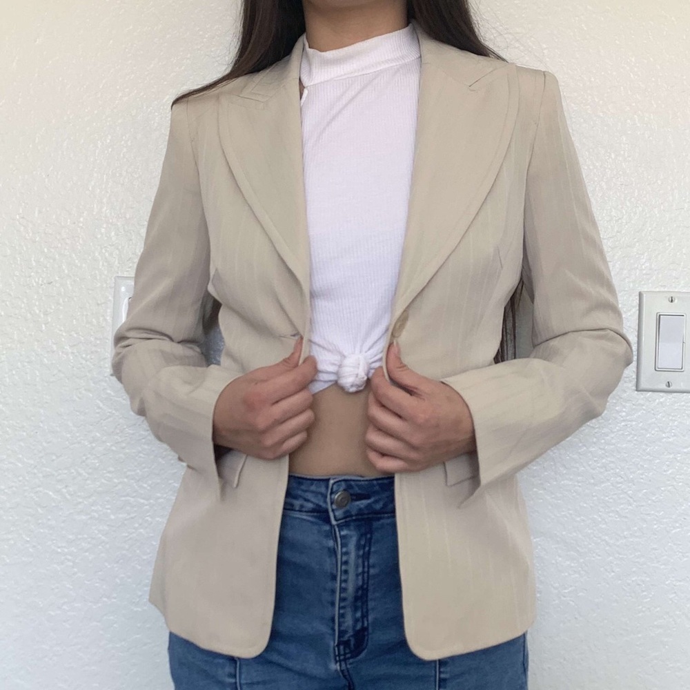 Stripped Champagne Bebe Blazer